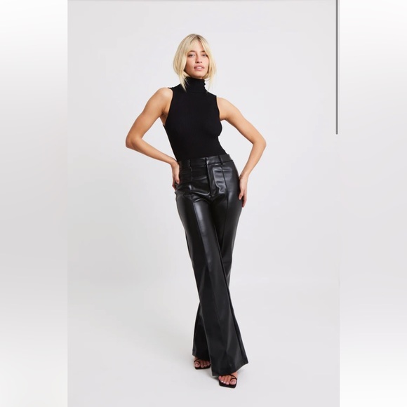 BOA VEGAN LEATHER WIDE LEG TROUSERS - Picture 2 of 3
